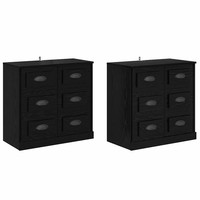 Sideboard 2Er Set Schwarz Eichenoptik 70X35,5X67,5 Cm Wohnzimmer