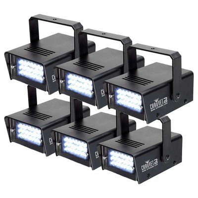 Chauvet DJ Mini Strobe LED Ultra Compact Strobe Light 6-Pack