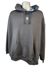 Adidas Originals Hoodie Womens Medium Black Ess OS Trefoil Logo Pullover Fleece