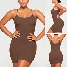 SKIMS Jasper Brown Fits Everybody Slip Dress Mini Form-Fitting Size Small