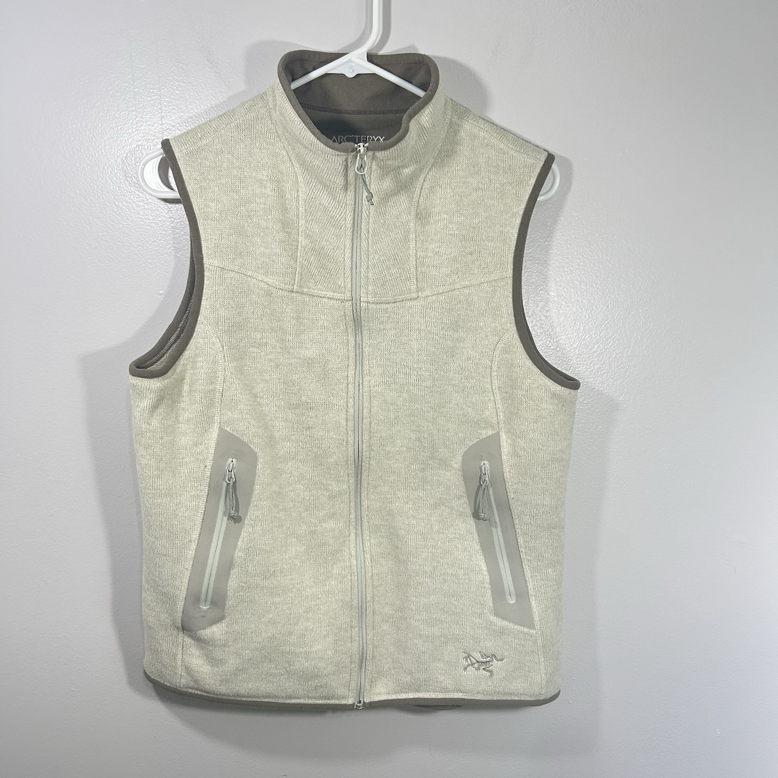 ARC'TERYX Gilet Donna Taglia Large Covert Full Zip Maglia Pile Beige Polartec