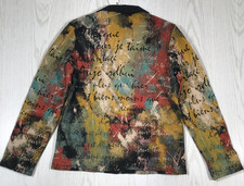 Jess & Jane Jacket Women M Painting Floral Multicolor Print Full Zip Made In USA