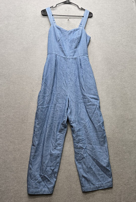 Old Navy Women Overall M Blue Denim Jumpsuit Chambray Sleeveless 26''