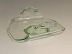 Vintage-1940s Lime Green Depression Glass Candy/Napkin Dish, Handles, Octagonal