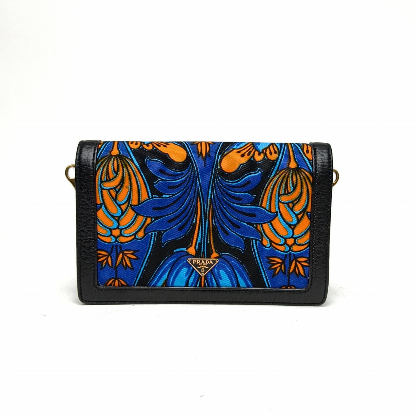 PRADA Printed Canvas Handbag Pattern Calfskin P20… - image 4