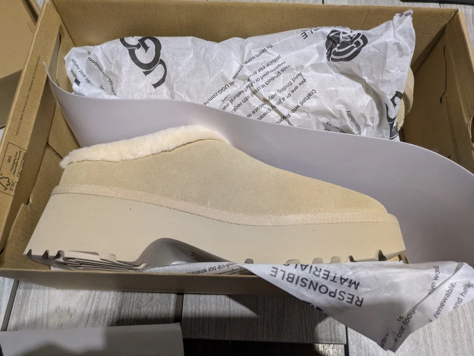 UGG Mujeres Nuevas Alturas Acogedor Zueco Raro Color Mostaza Gamuza Zapatos Talla 10 ¡Nuevo! Foto 4 de 4