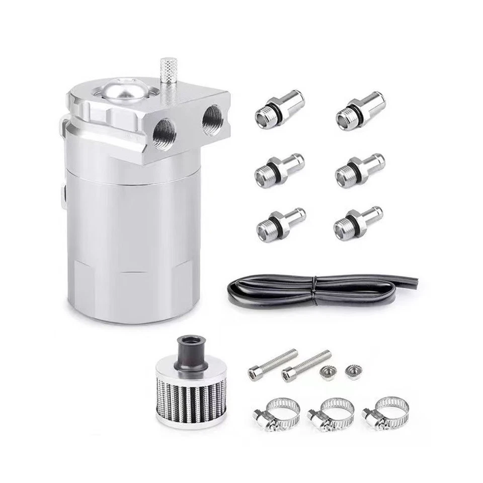 Universal Oil Catch Can Breather Filter Baffled Diesel Petrol Reservoir Tank Kit - Image 2 of 4