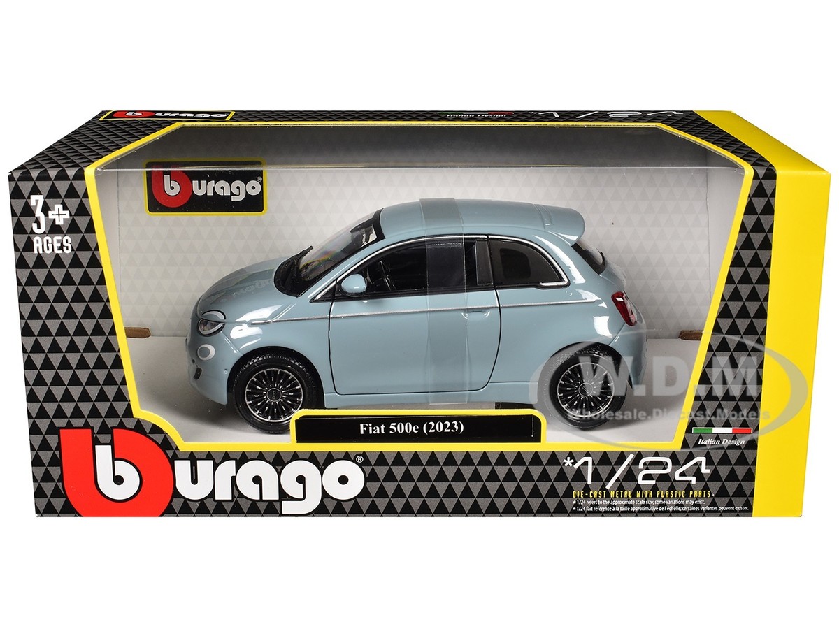 2023 FIAT 500E LIGHT BLUE 1/24 DIECAST MODEL CAR BY BBURAGO 21110