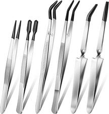 Jinore 6 Pieces Tweezers with Rubber Tips Rubber Tipped Tweezer Cross