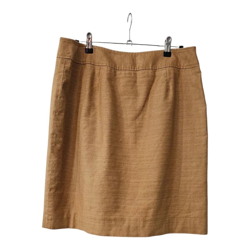 ANNE KLEIN с подкладкой льняной смеси коричневый на пуговицах карандаш/прямая юбка размер 12 - Изображение 2 из 4