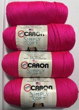 LOT of 4 CARON SIMPLY SOFT in NEON PINK 315yds 6oz Acrylic by Yarnspirations