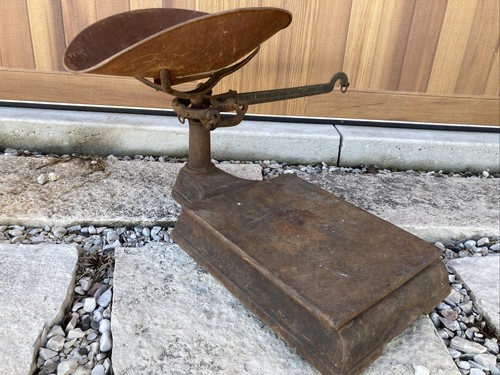 Antique Cast Iron Counter Balance Scale Vintage Hardware General Store Brass Arm - 第 19/23 張圖片