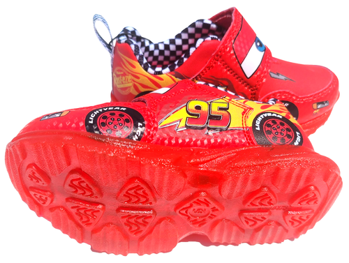 New Disney Cars Lighted Toddler Boys Red Shoes Size 6 Lightning McQueen 95 Pixar - Picture 4 of 6