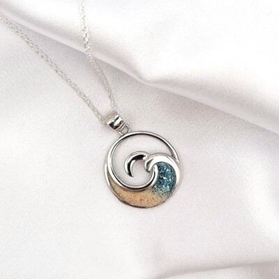 Sterling Silver Wave Necklace Dainty Wave Necklace Beach Ocean Wave Pendant