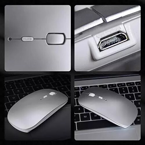 Dual Mode Wireless Bluetooth Mouse Rechargeable LED Silent Slim Laptop Mouse Sil - Picture 5 of 13