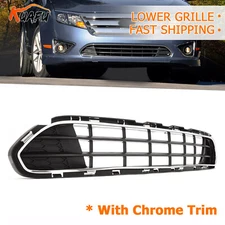 Fits 10-12 Ford Fusion Front Bumper Lower Grille W/Chrome Molding Trim Kit 2pcs
