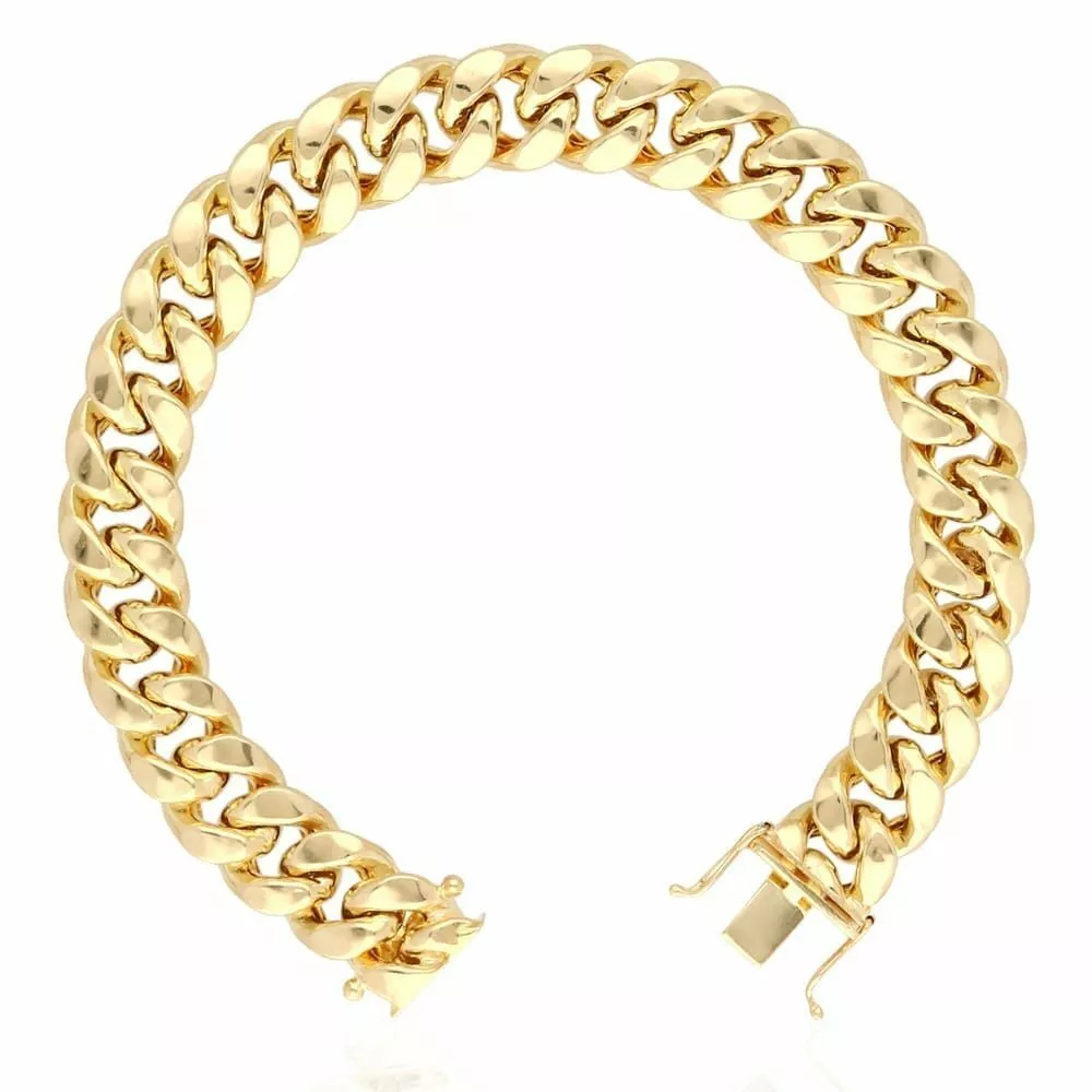 14K Men's Solid Yellow Gold Miami Cuban Link Bracelet 11.5MM-8 in. 