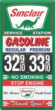 SINCLAIR GAS STATION PRICE PER GALLON OLD PUMP SIGN REMAKE ALUMINUM SIZE OPTIONS