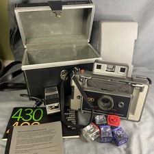 Vintage 1960s Polaroid Automatic Land Camera Model 420 Flash, Case , ETC