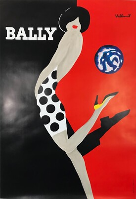 Bally Shoes Poster By Villemot Original 1988 French Lithograph On