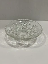 Vintage MCM Anchor Hocking EAP Clear Glass Star of David 6.75” Footed Bowl