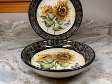 Beautiful French Sunflower Pasta Bowls Certified International. Set Of 2. New.