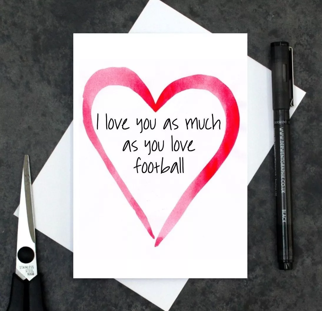 Footballf love card football Valentine s Day card football fan card footie