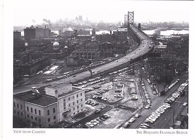 *Postcard-''View from Camden'' -1963- *Benjamin Franklin Bridge {G117-S2}