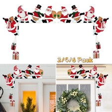 2/4/6Pcs Christmas Door Corner Sign Santa Reindeer Frame Christmas Ornaments New