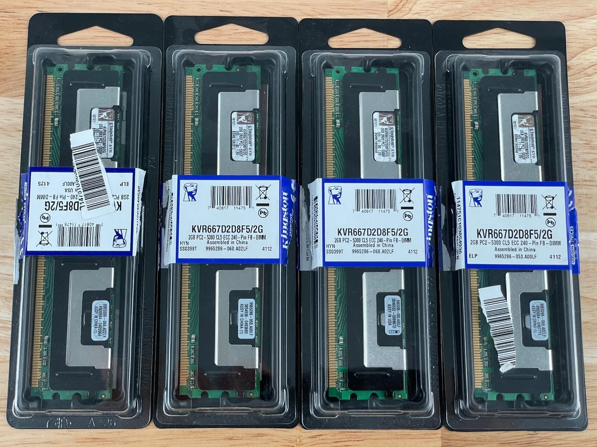 Lot De 2 Barrettes RAM Kingston 2Go DDR2 FB-DIMM PC2-5300 (667MHz) ECC - Occasion Fonctionnel