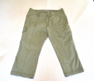 Faded Glory Womens Capris 10 Olive Leaves Green Utility 6 Pocket Outdoors Summer
