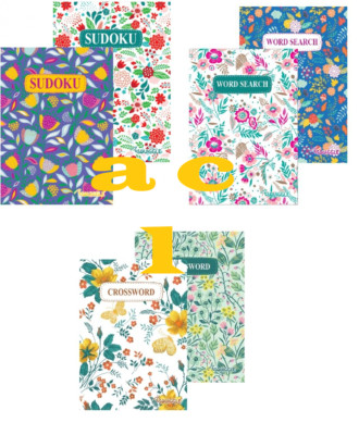 A5 Travel size Floral Books Word Search, Sudoku, Crossword search Fun Trivia