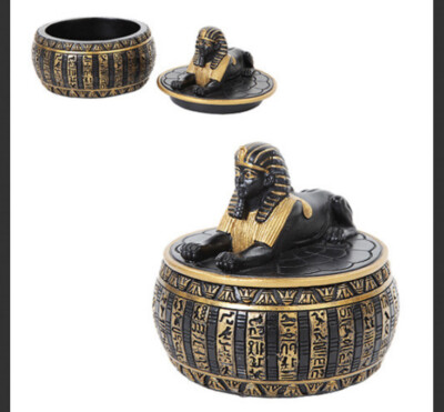 Egyptian Sphinx Trinket Box- 4inch Round