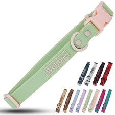 Waterproof Dog Collar with Quick Release Buckle， Cute Adjustable Collar for D...