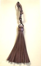 Michael Kors Large MK Logo Charm Luggage Brown Leather Tassel Handbag Fob Tag