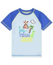 Laguna Team Dino Video Swim Top Little Boys 4 Blue Multi Crewneck Pullover S/S