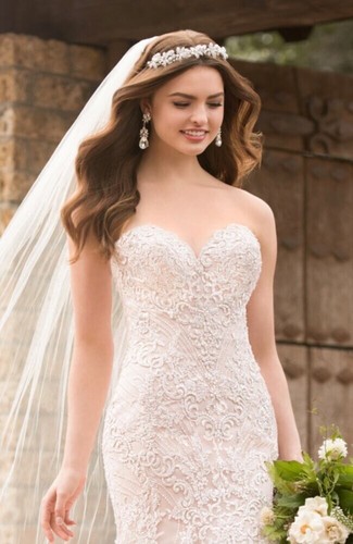 Essence Of Australia D2308 Wedding Gown Bridal 16 Dress Strapless Beaded US12 - Picture 13 of 17