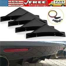 Universal Rear Bumper Diffuser Spoiler Lip Splitter Shark Fin Trim Cap Covers 4x