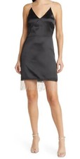 New Chelsea28 Size L Rhinestone Fringe Minidress Black party dress