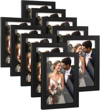 HappyHapi 4x6 Picture Frame,Set of 10 Black Picture Frames, Tabletop or Wall