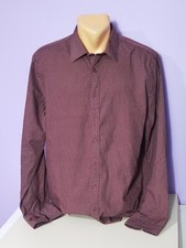 Jeff Banks Stvdio casual shirt burgundy Pure cotton L 16.5
