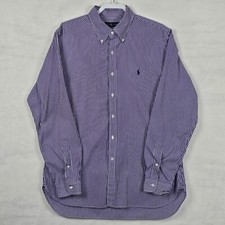 Ralph Lauren Shirt Men's 17 Purple Striped Casual Classic Preppy Blue Pony