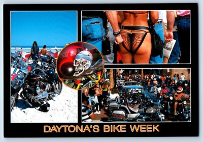 Daytona Beach Florida Postcard Daytona Bike Week Gathering Of Thousands Bikers