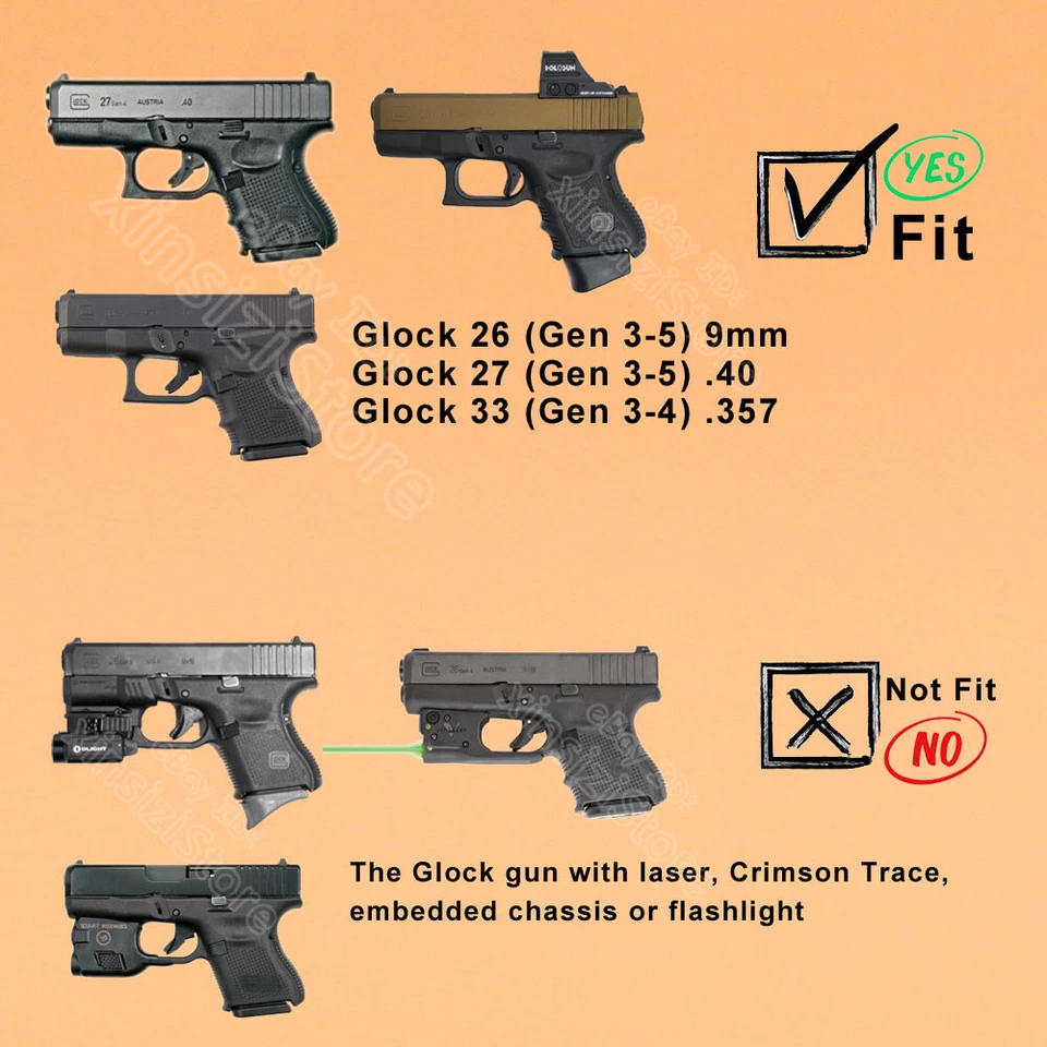 Funda táctica G26 G27 G33 con Molle Fit Glock 33 27 26 Gen 1-5 9 mm .40 Foto 2 de 4