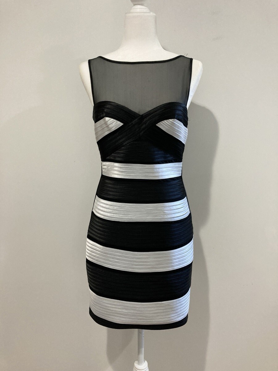 bcbg black white striped dress BCBG MAXAZRIA Kendall Stripe Dress (SIZE S)