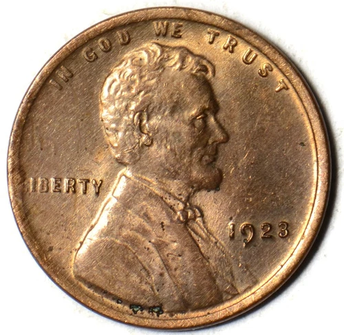 1923 Lincoln Wheat Penny Cent - RED BROWN - AU+