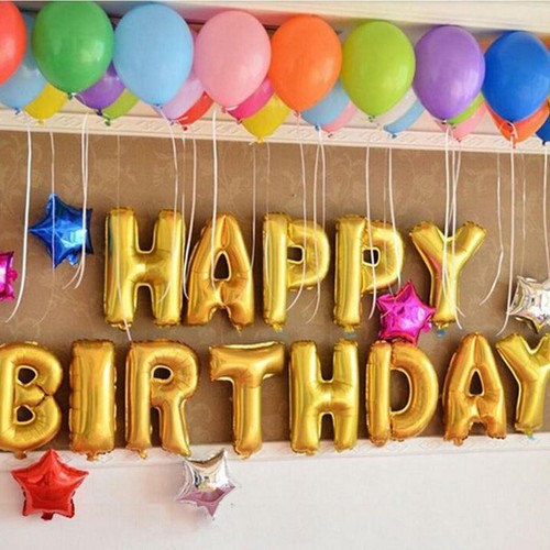 16" Happy Birthday Bunting Banner Balloon Party Decoration Foil Letters Balloons - Picture 2 of 19