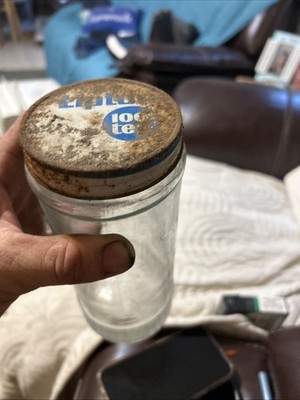 Vintage 1970s 80s Lipton Tea Retro Kerr Jar with Blue Plastic Lid