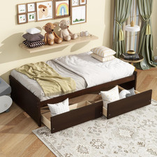 Espresso Twin Daybed with 2 Storage Drawers and Wood Slat Support