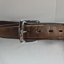 Mens Genuine Leather Brown Silver Western Belt Size 40 Flaw See Pictures